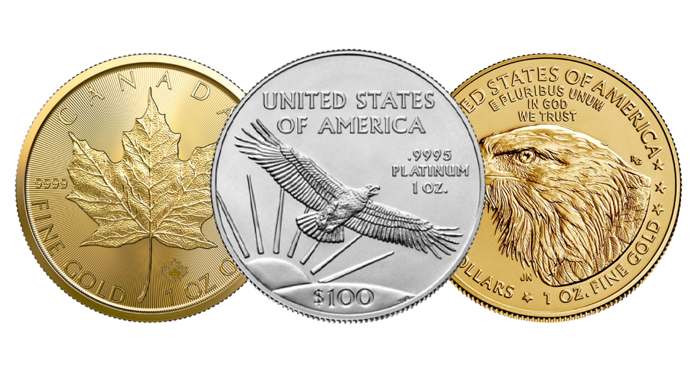 Monedas de Inversión Compreoro.com Canadian Maple Leaf Gold, American Eagle Platinum, American Eagle Gold
